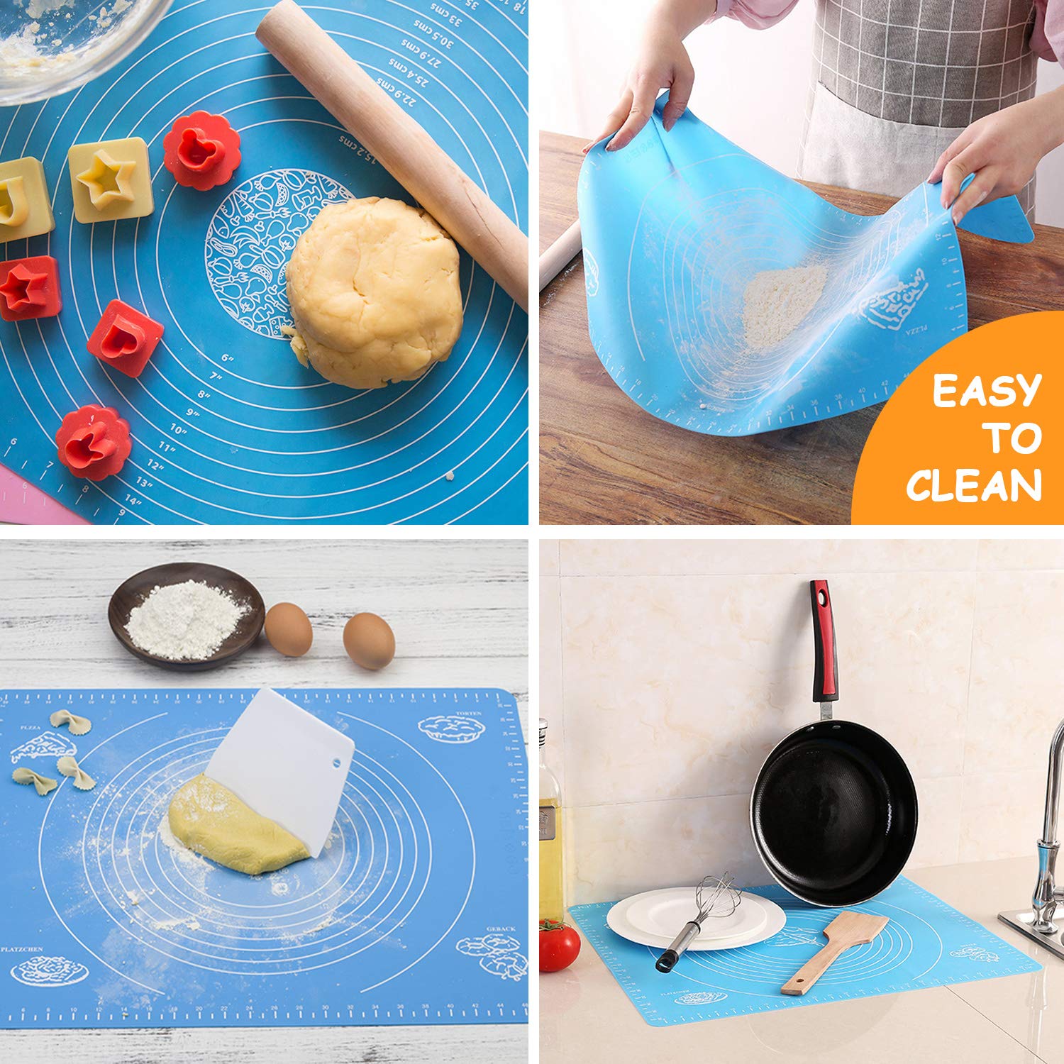 Kitchen Extra Large Silicone Baking Mats with Measurements 25 x 18 Non