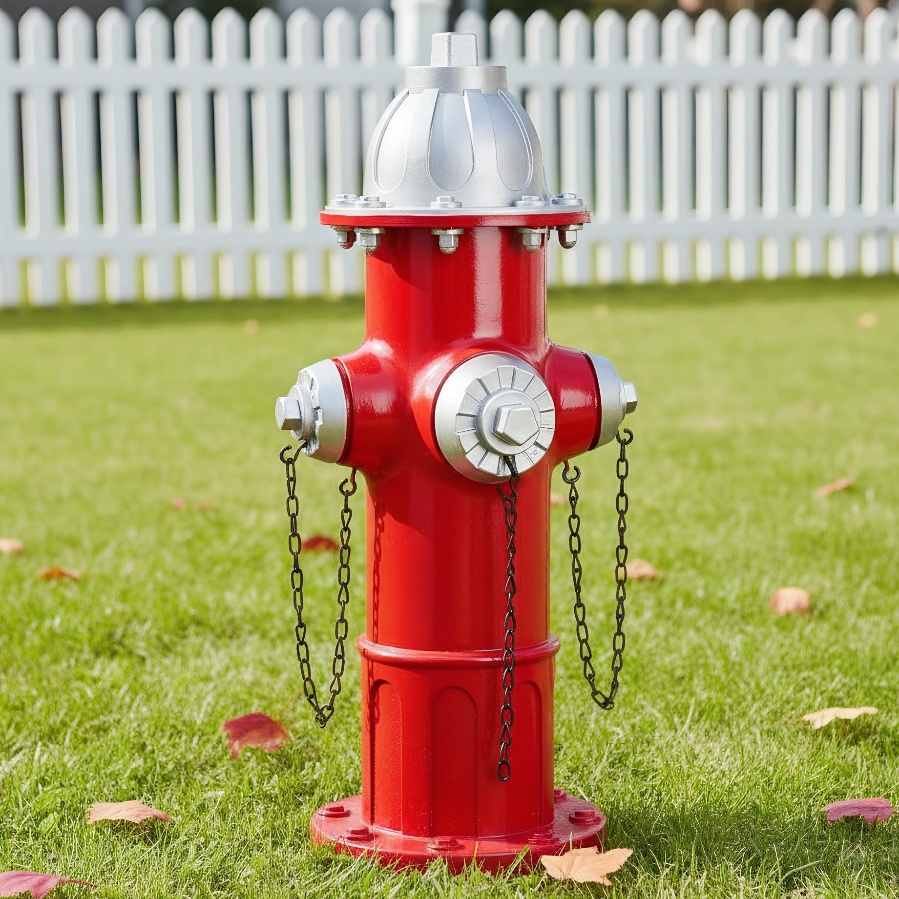Photo 1 of ***MAJOR DAMAGE*** Noegrus Realistic Resin Fire Hydrant Statue for Potty Training Dogs - Dog Fire Hydrant Pee Post, Weather-Resistant Garden Decor,Outdoor Garden & Lawn Ornament (Suitable for Small Dogs;13.1In;Silver)