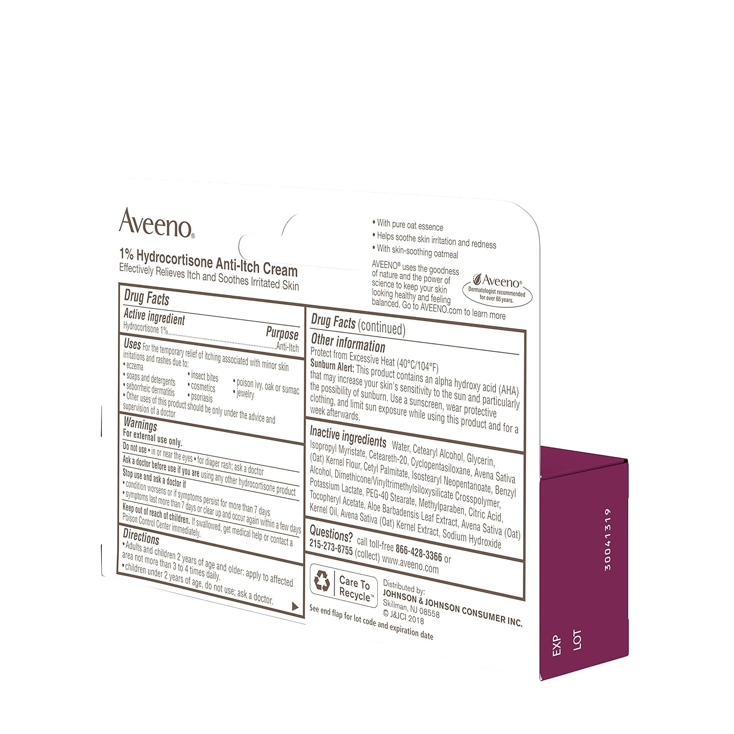 Aveeno Maximum Strength 1% Hydrocortisone Anti-Itch Cream with Pure Oat Essence Triple Oat complex, Aloe & Vitamin E, For Itch, Rash & Redness Relief, 1 oz: Prime Pantry