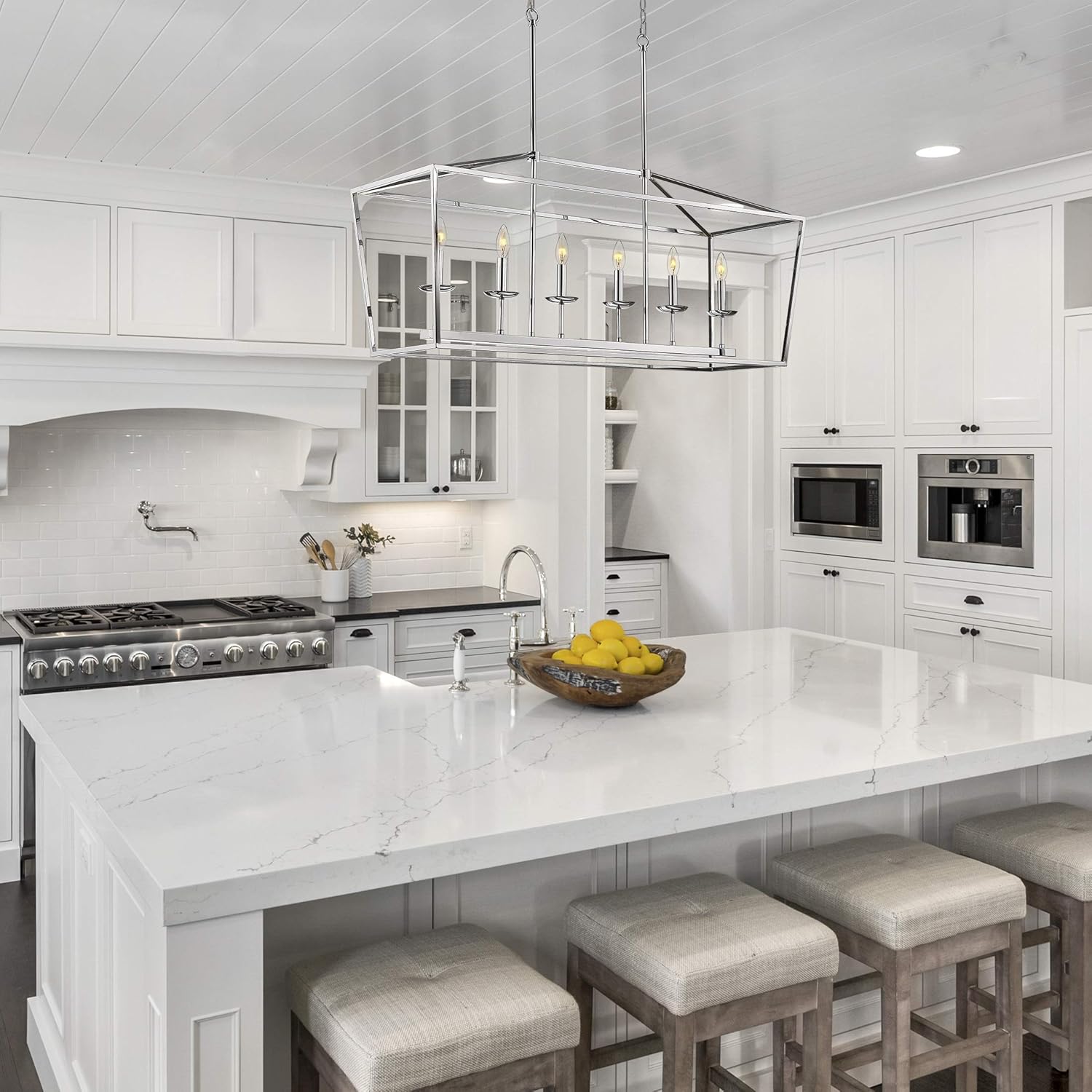 Emliviar 6-Light Kitchen Island Lighting, Modern Linear ...