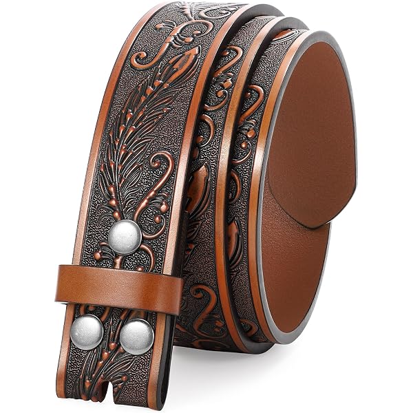 Silver Buckle Set Genuine Leather Western Ranger Belt For Men – Oil-Tanned, 1-1/8\" Wide (Tan, 38\") - View #9
