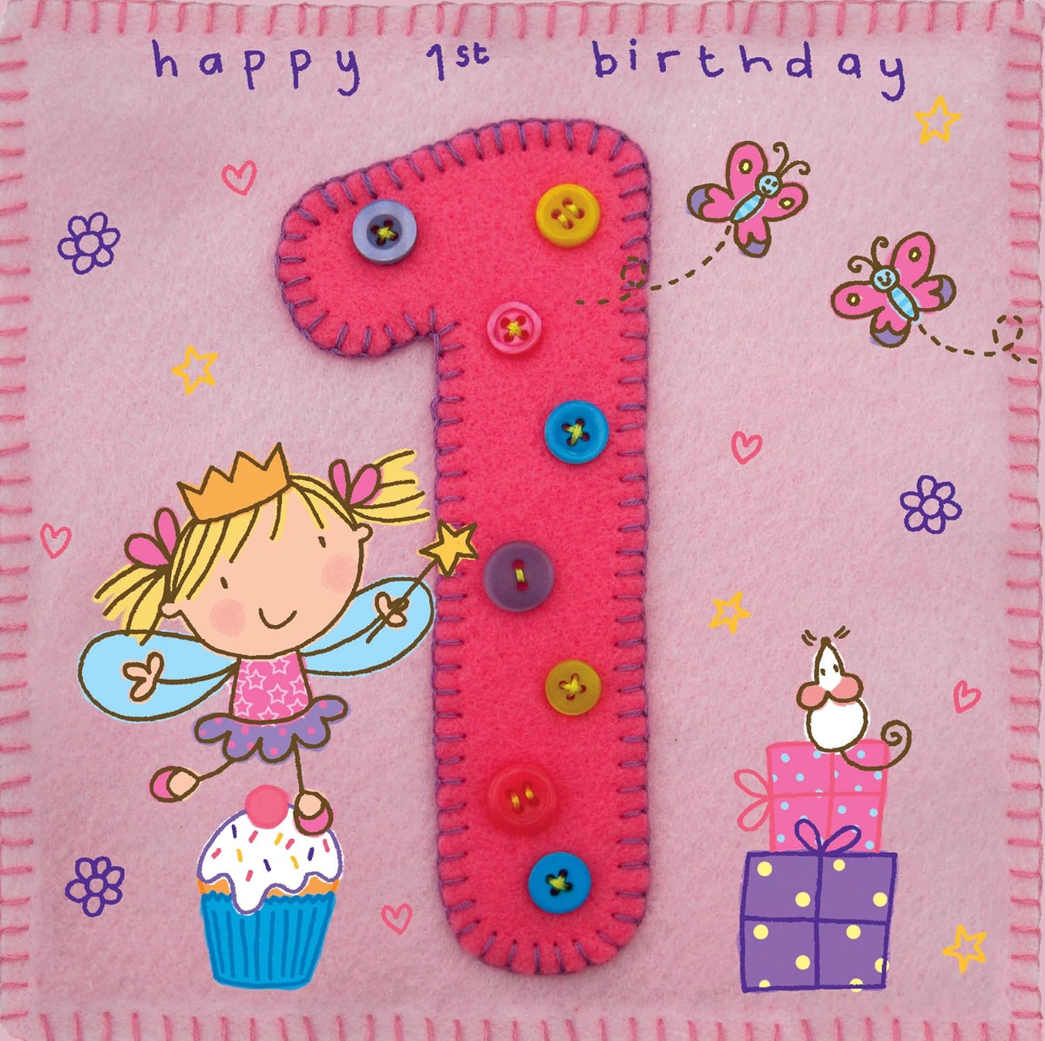Twizler 1st Birthday Card For Girl With Fairy Princess Presents And