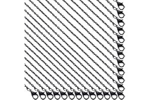 Forise 24 Pack Necklace Chains Bulk 2mm Black Alloy Cable Links Chains for DIY Jewelry Making 24 Inches