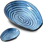 Ceramic Spoon Rest for Stove Top, 5.7 In Spoon Holder for Kitchen Counter | Large Blue Spatula Rest for Coffee Bar, Heat-Resistant Cooking Utensil Rest for Ladle, Tongs, Microwave Dishwasher Safe, Gift
