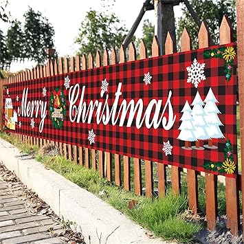 Outdoor christmas banners Amazon.com : OLOPE Merry Christmas Banner Outdoor Yard Decorations, Large Red Christmas Hanging