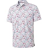Golf Shirts for Men Dry Fit Short Sleeve Print Performance Moisture Wicking Polo Shirt