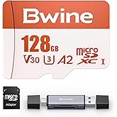 Bwine 128G Micro SD Card, Read Speed up to 100MB/s, 4K UHD Video Support, Compatible with Digital Camera, Drone, with 1 Reader & Adapter, Orange