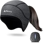Hikenture Womens Skull Cap Helmet Liner with Ponytail Hole | Fleece Lined Winter Running Beanie, Cold Weather Thermal Helmet Liner for Cycling, Dog Walking, Windproof Bike Hat