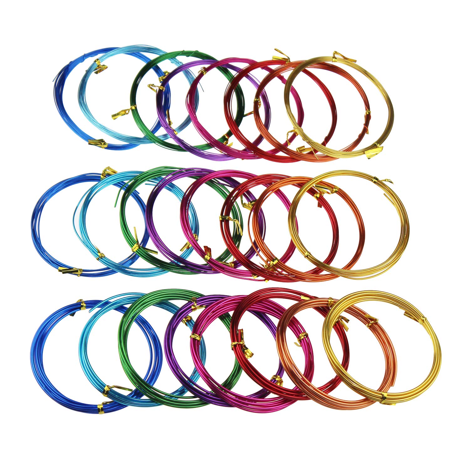 24 Rolls Multi-Coloured Aluminum Wire for DIY Sculpture and Crafts, 3 Assorted Sizes (0.8 mm, 1.5 mm & 2 mm in Diameter)