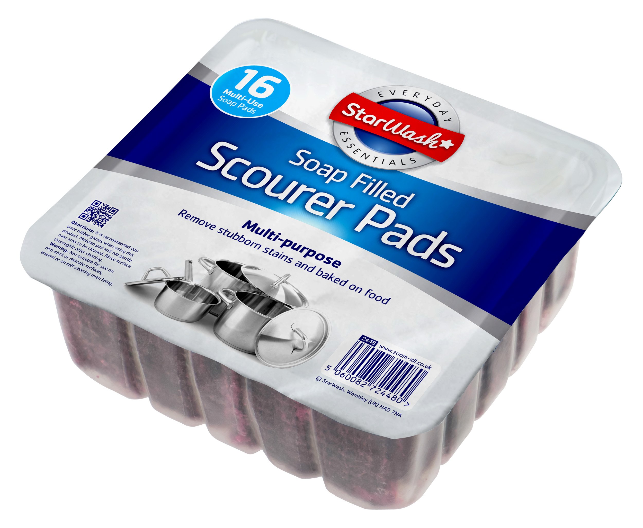 Starwash Soap Filled Scourers, Pack of 16, Grey