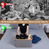 efluky 60L Foldable Bamboo Laundry Basket Collapsible Storage view 5
