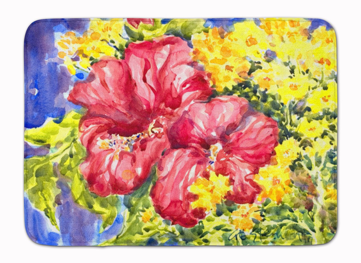 Caroline's Treasures Flower-Hibiscus Floor Mat, Fabric, Multi Color, 19 x 27