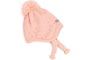 PEPPERCORN KIDS Girls Warm Knit Earflap Hat, Fleece Lined Cold-Weather Essential for Kids 1-12 Years, Unique Colorful Design, Premium Quality