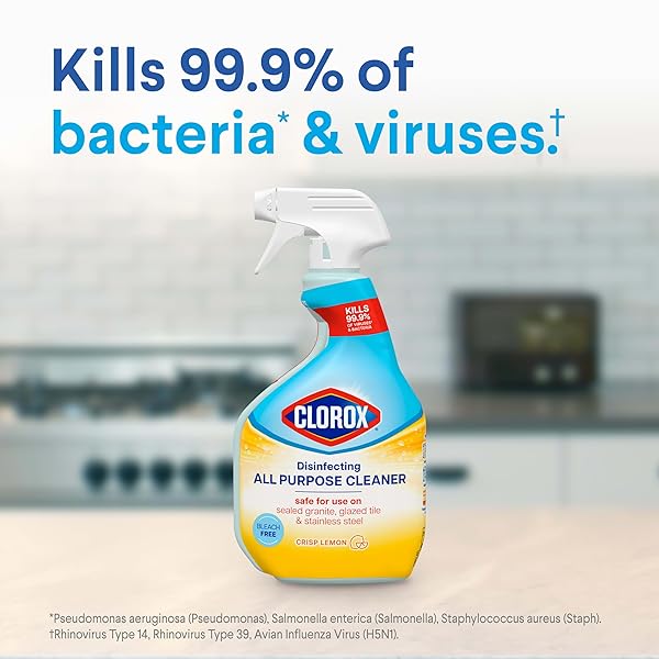 CLOROX DISINFECTING ALL PURPOSE CLEANER, BLEACH FREE, CRISP LEMON, 32 FLUID OUNCES (PACK MAY VARY)