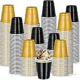 cssopenss 500 PCS Black Gold Shot Cups Black And Gold Plastic shot glasses Graduation shot cups for Party Wedding Birthday Family Gatherings and Festive Celebrations