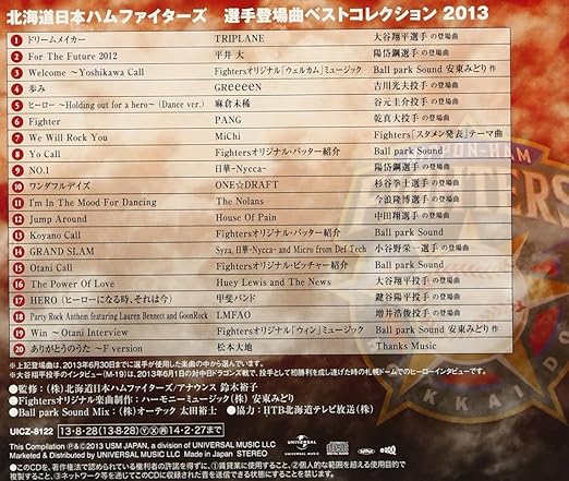 北海道日本ハムファイターズ 選手登場曲ベストコレクション 13 オムニバス One Draft ザ ノーランズ ハウス オブ ペイン Syza ヒューイ ルイス ザ ニュース 甲斐バンド Lmfao Triplane 松本大地 平井大 サウンドトラック Amazon