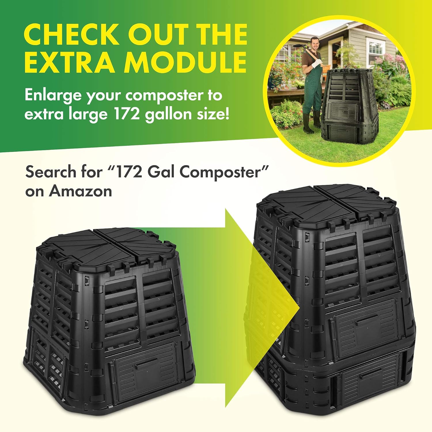 Garden Composter Bin Made from Recycled Plastic – 110 Gallon (420L) Large Compost Bin - Create Fertile Soil with Easy Assembly, Lightweight, Aerating Outdoor Compost Box – by D.F. Omer : Garden & Outdoor
