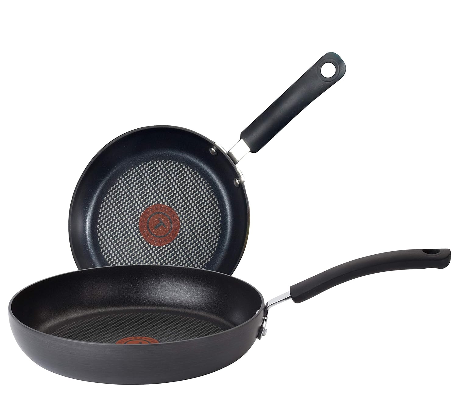 T-fal Ultimate Hard Anodized 2-Piece Scratch Resistant Titanium Nonstick Thermo-Spot PFOA Free 10/12-Inch Cookware Set, Gray, E765S274 (Renewed)