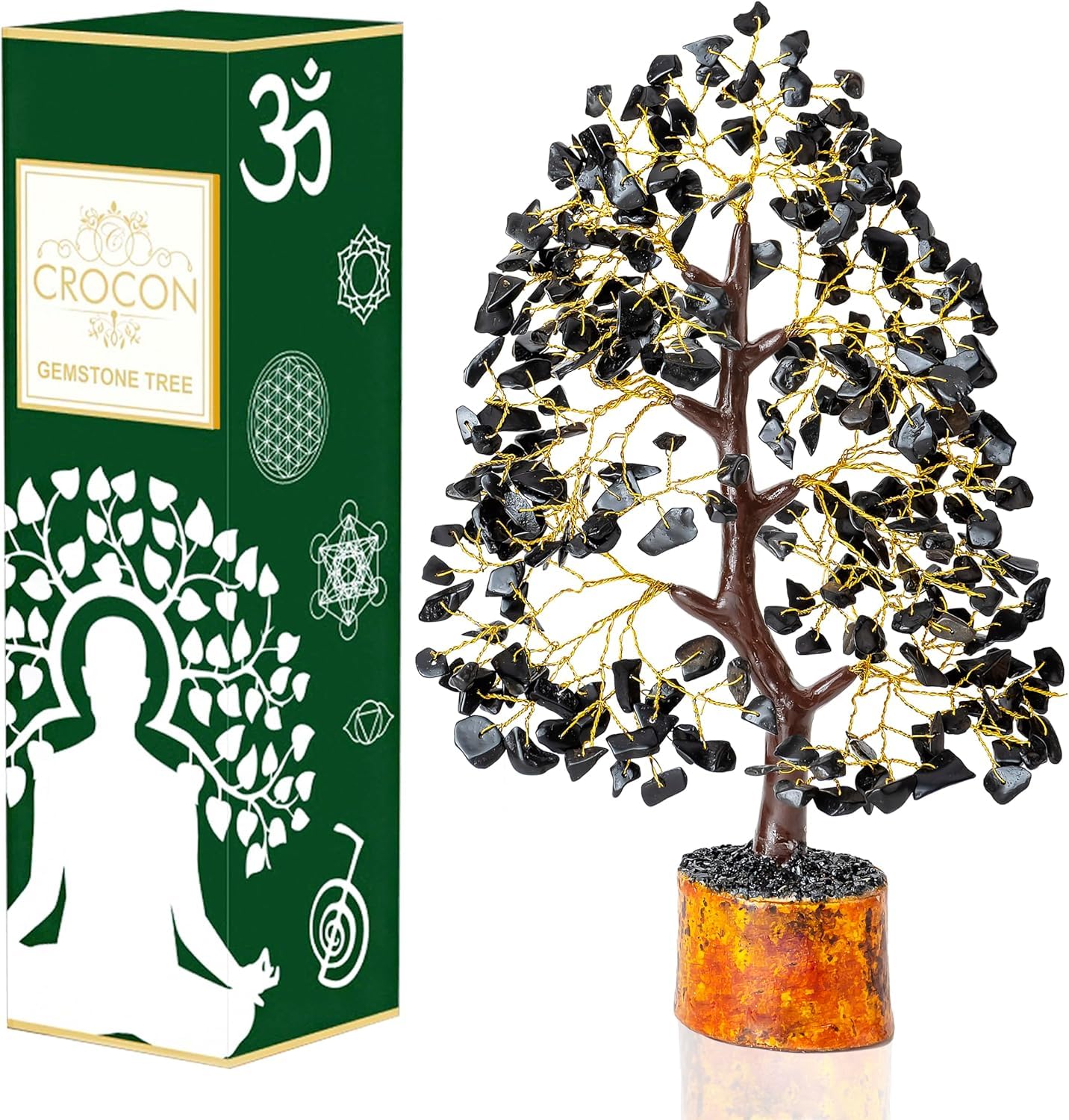 Crocon Black Tourmaline Crystal Chakra Tree of Life Spiritual Healing Meditation Gift Bonsai Tree for Home & Room Decor Crystal Gift for Women for Women Mum Men Housewarming Present