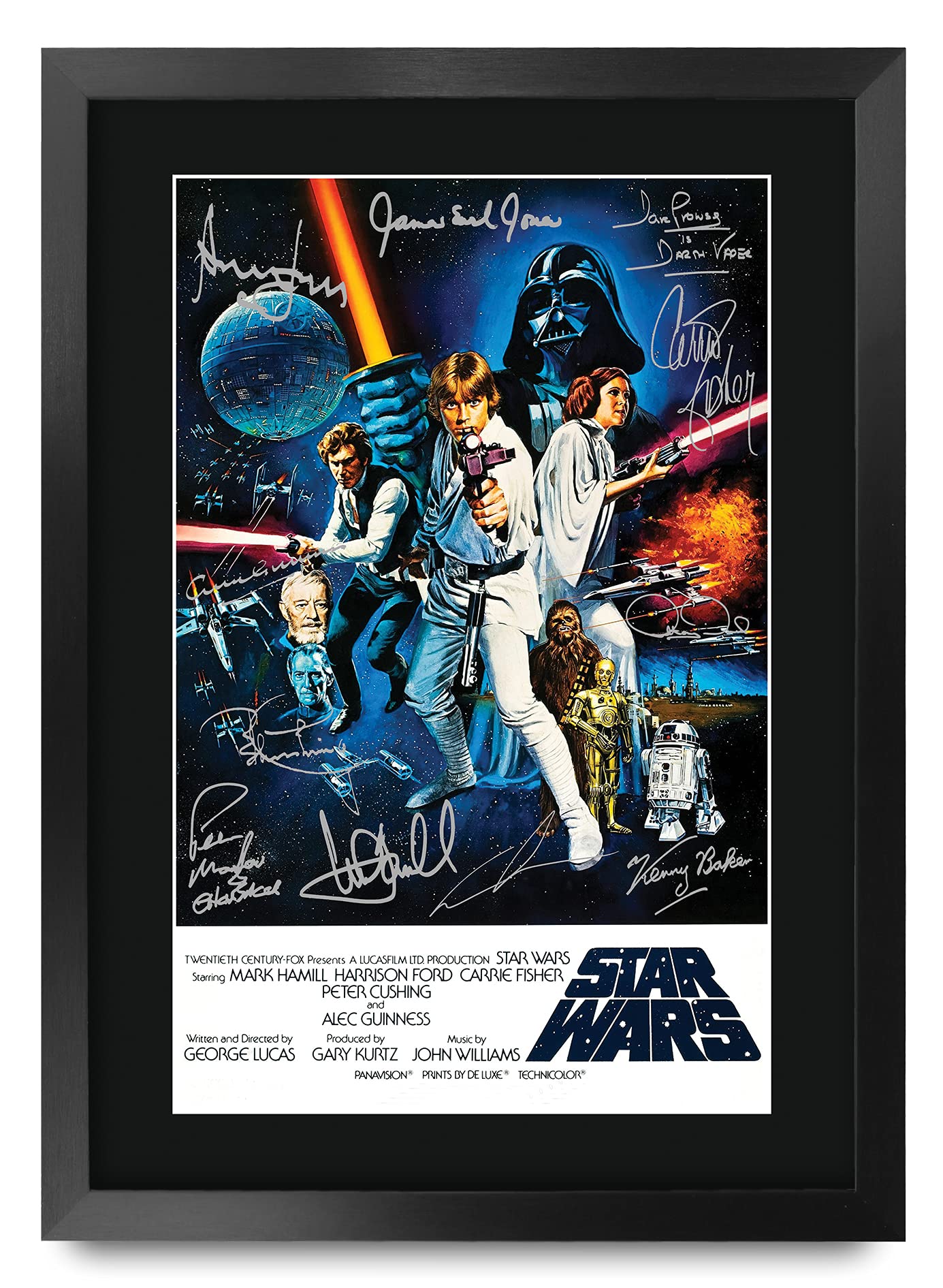 HWC Trading A3 FR Star Wars a New Hope Movie Poster Cast Signed Gift Printed Autograph Film Mark Hamill Harrison Ford Carrie Fisher Alec Guinness George Lucas Gifts Print Photo Picture Display — image 1