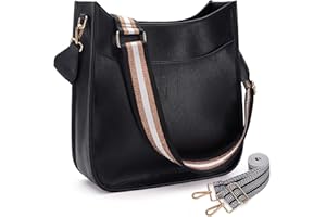 HKCLUF Crossbody Bag for Women Vegan Leather Hobo Handbags Guitar Strap Purse Shoulder Bucket Bag with 2PCS Adjustable Straps