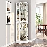 BELLEZE Lighted 3-Side Glass Display Curio Cabinet