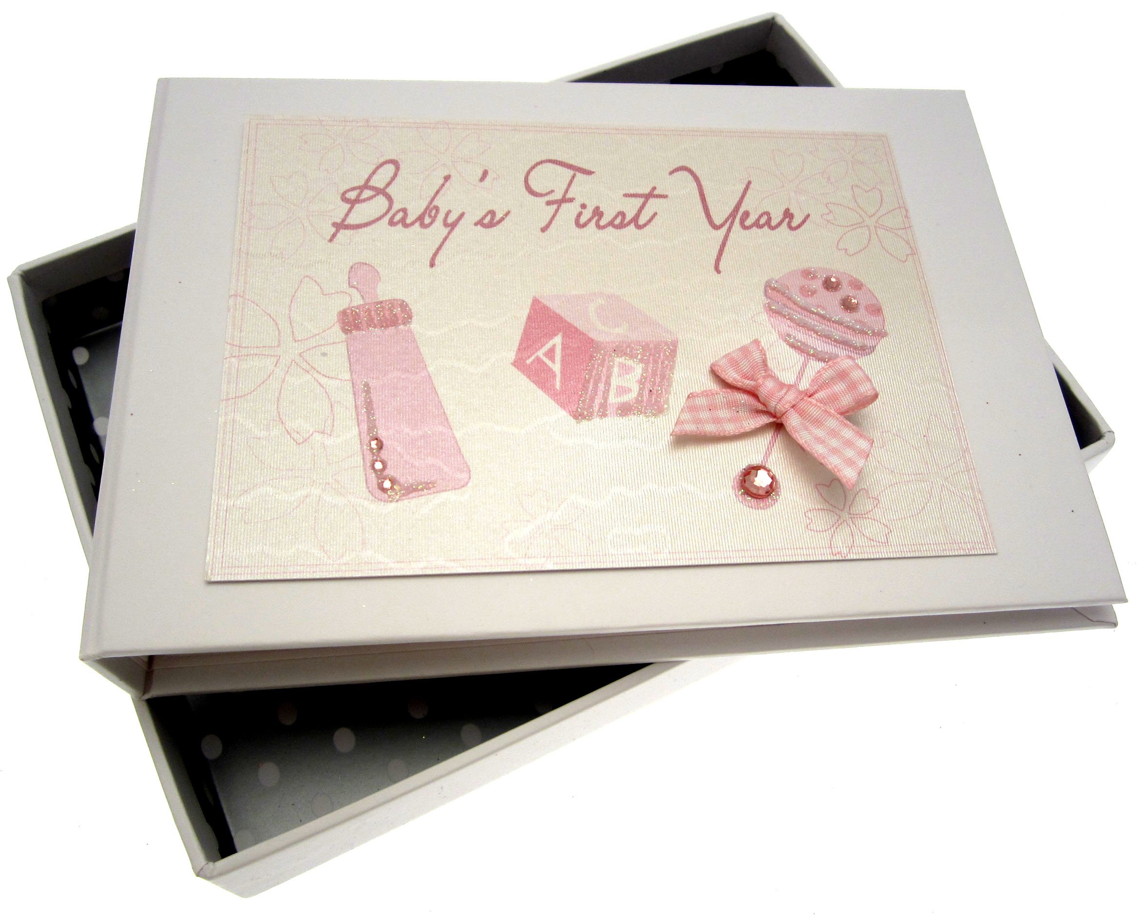 White Cotton Cards Baby's First Years Tiny Photo Album (Pink Rattle)