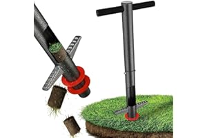 HANGMAICOME Bulb Planter Tool - 34" Long Handle Sod Plugger Lawn Digger,Auto Plug Eject,Heavy Duty Yard Garden Plant Hole Pluggers for Grass,Tulip Flower ,Soil Transplant Plugging,Turf Repair Transplanting