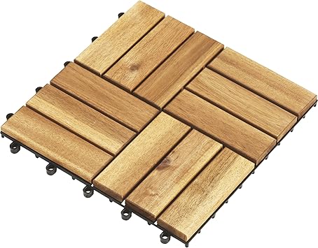 Acacia Wood Deck Tiles Set Of 20 Natural Amazon Com