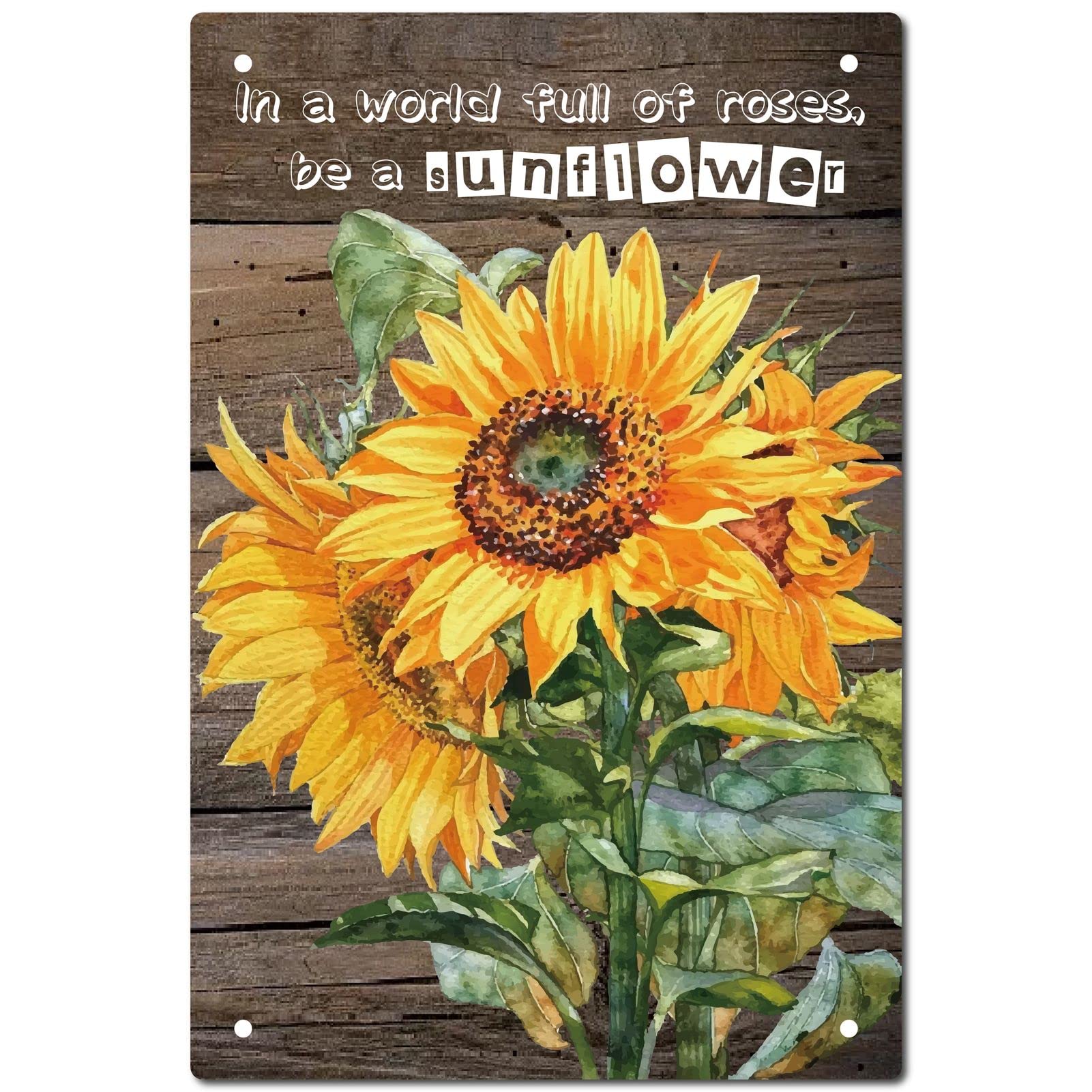 CREATCABIN Vintage Sunflower Tin Signs Funny Metal Sign Plaque Poster Wall Art for Restroom Decor Home Bar Pub Cafe Shop Garden Restaurant Bar Decoration 8 x 12 Inch