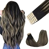 GOO GOO Tape In Hair Extensions 14inch 25g 10pcs 1B/16/1B Black to Blonde