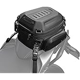 Rhinowalk Motorcycle Tail Bag Expandable Hard Shell Motorcycle Travel Luggage 12L-18L Waterproof All Weather/Trunk/Rack Bag with Sissy Bar Straps - Matt Black