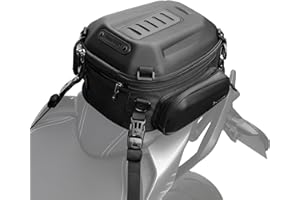 Rhinowalk Motorcycle Tail Bag Expandable Hard Shell Motorcycle Travel Luggage 12L-18L Waterproof All Weather/Trunk/Rack Bag with Sissy Bar Straps - Matt Black