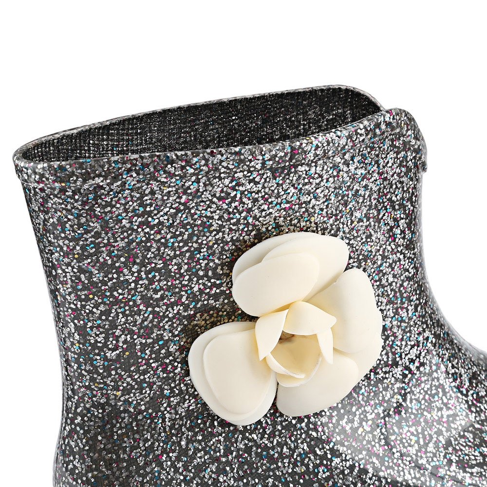 hannea paillette embellishment floral water resistance ladies rain boots