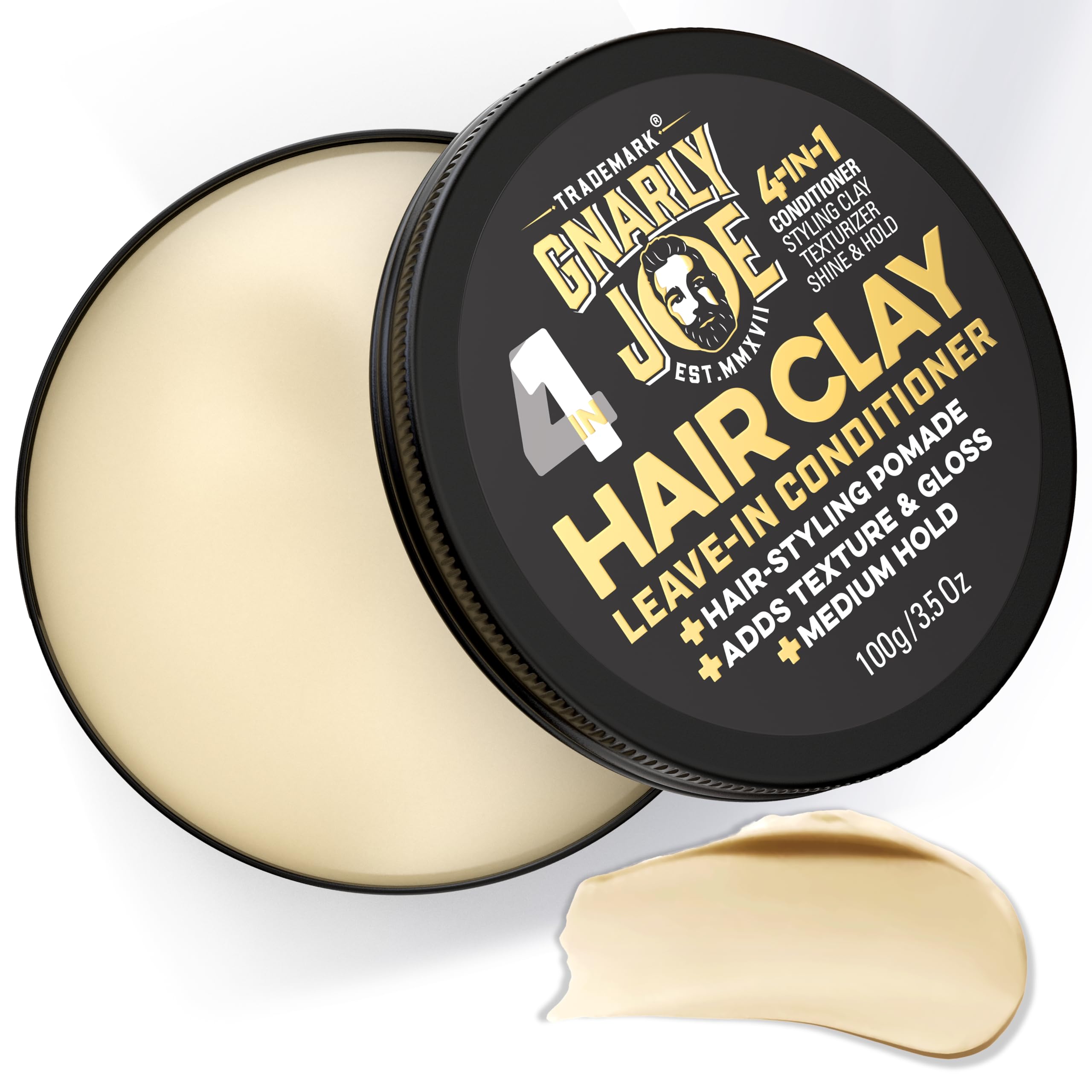 Gnarly Joe 4-in-1 Hair Clay for Men - 100g Matte Styling & Leave-In Conditioner - Natural Hair Clay with Argan, Shea & Coconut - Men’s Hair Styling Product for Texture, Hold & Shine - Made in UK