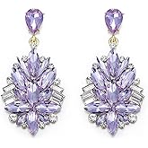 EVER FAITH Wedding Rhinestone Crystal Statement Earrings for Bride, Banquet Teardrop Chandelier Dangle Earring for Woman