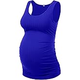Peauty "Long Enough to Cover Hip Maternity Side Ruch Tank Tops/Basic Maternity Tops for Summer Casual Wear (S-3XL)
