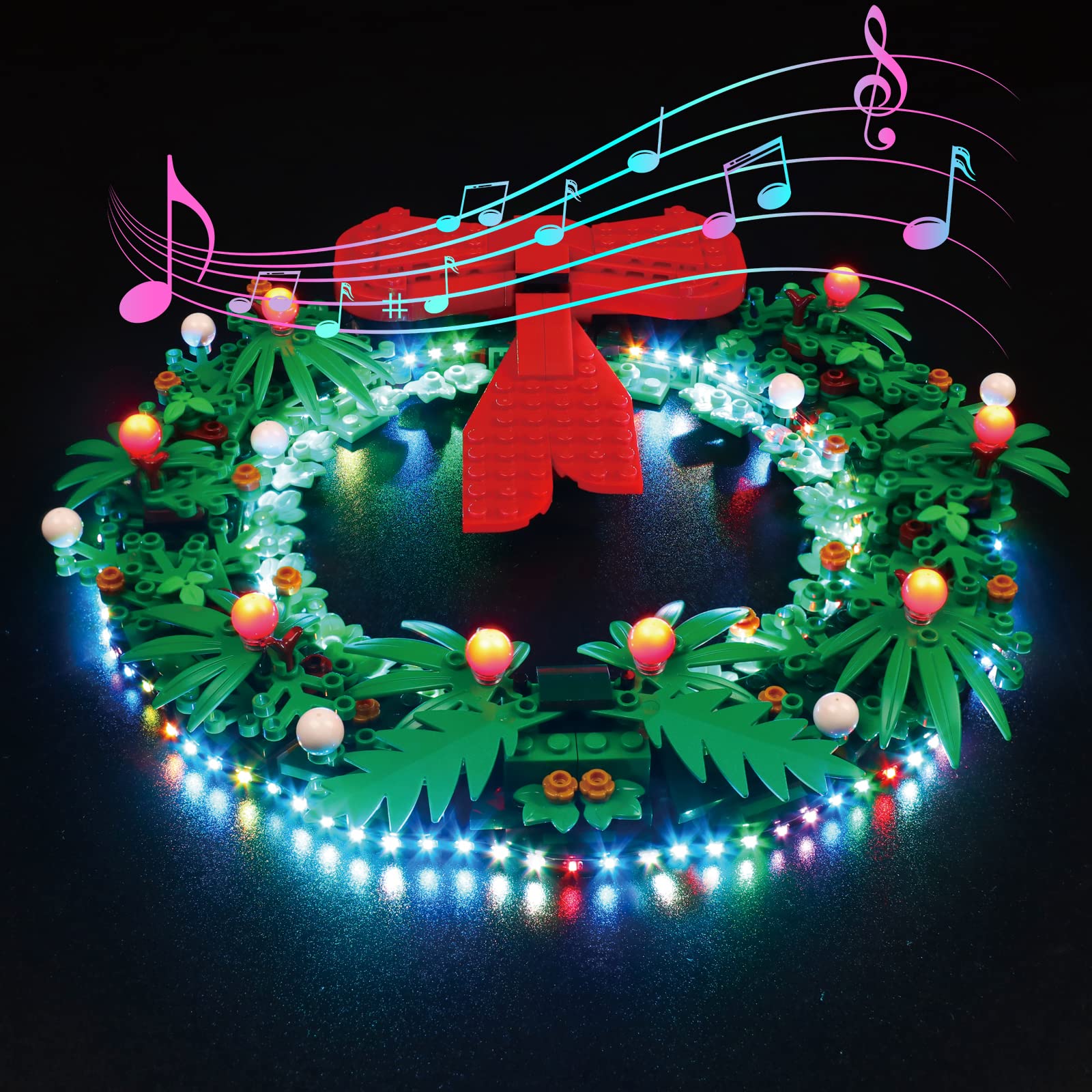 Led Light Kit for Lego Christmas Wreath, Led Lighting Set for Lego 40426 Christmas Wreath 2-in-1 - Not Include Models, Just Light Set(Music Version)