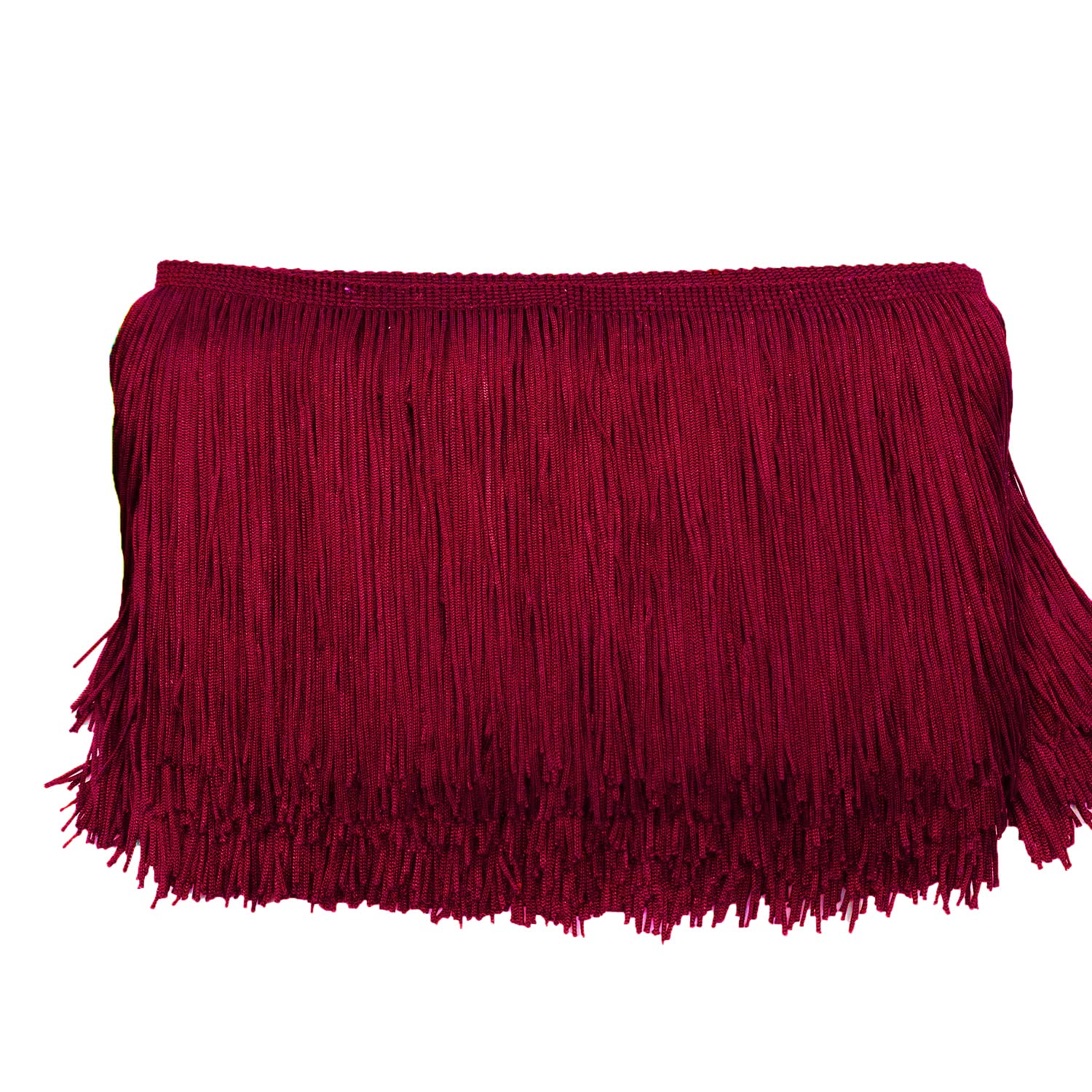 20 cm x 3 m fringe border, fringe tape, decorative ribbon, dance fringe, cut fringe, silk tassel, fringe ribbons for sewing, DIY crafts, clothing, lingerie, costumes, curtains, decoration, wine red