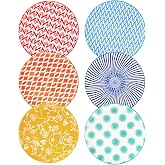 Foraineam 8-Piece 8-Inch Porcelain Salad Plates — Colorful Floral Designs, Microwave & Dishwasher Safe, Appetizer & Dessert Dishes