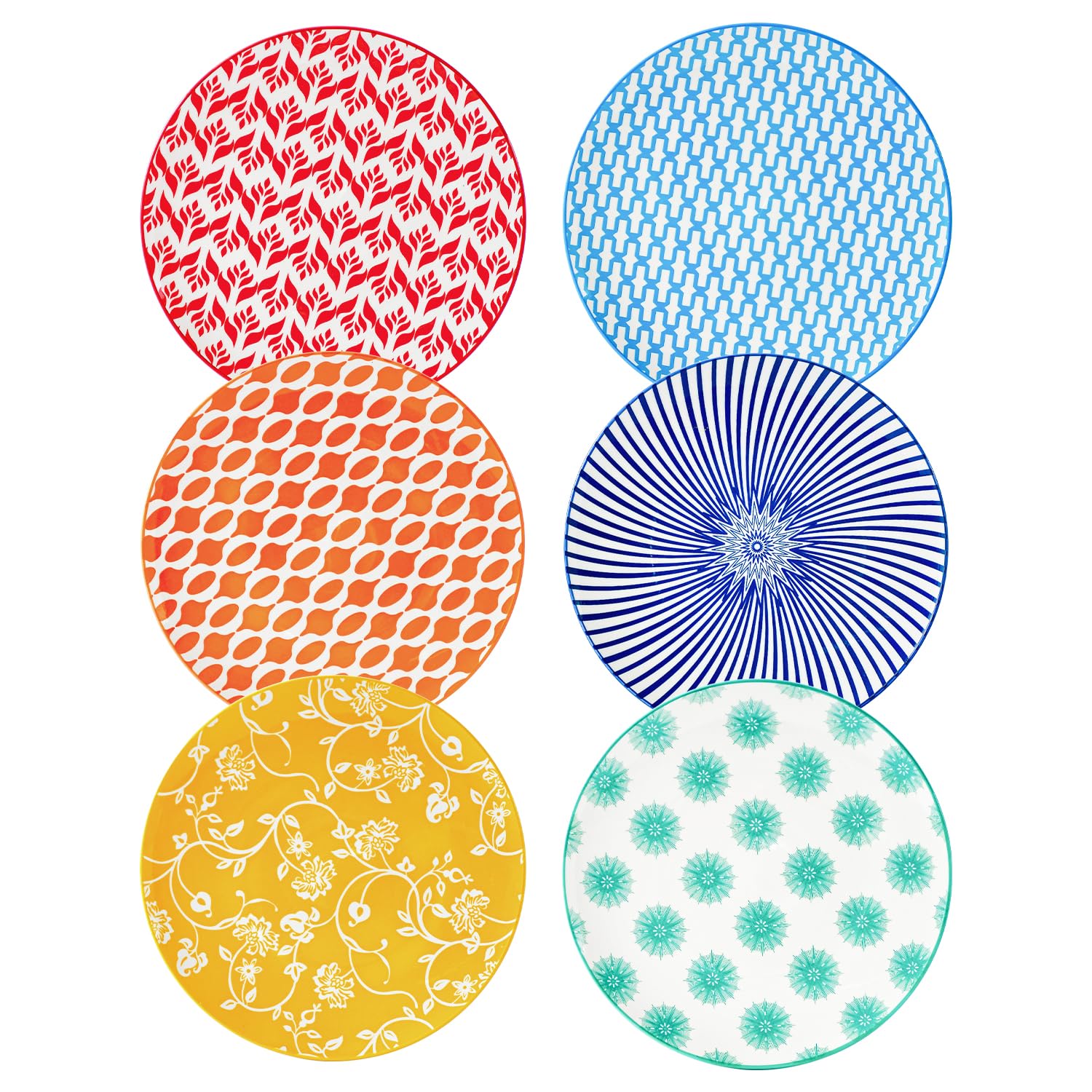 Photo 1 of Ceramic Salad Plates Set - 8.5 Inch Small Round Dinner Dishes for Dessert Pasta Appetizer Sandwich - Scratch Resistant Porcelain Microwave Dishwasher Safe - Set of 6 - Assorted Colors