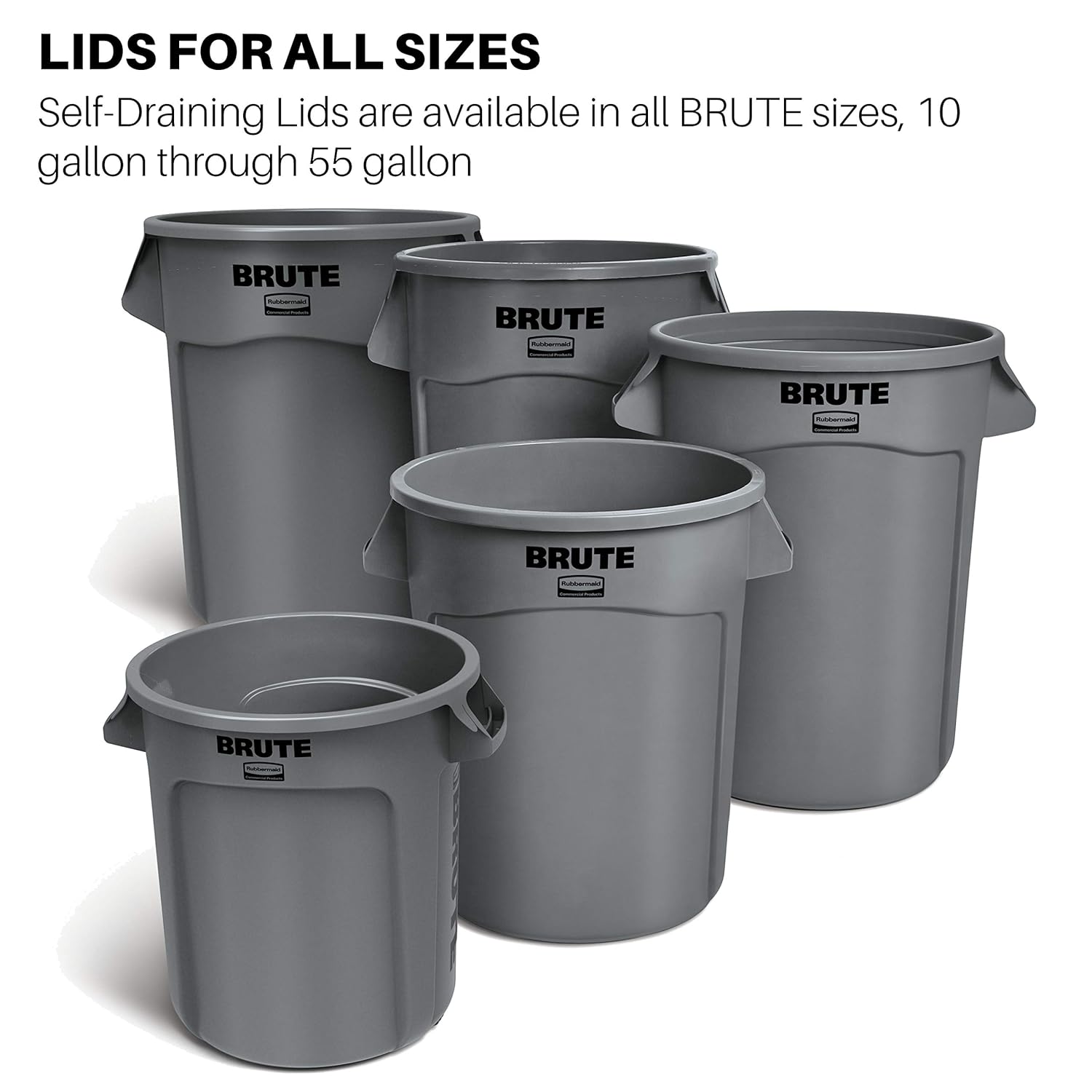 Rubbermaid Commercial Products 32-Gallon Brute Flat Container Lid, 32 Gallon, Gray: Industrial & Scientific