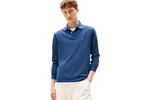 Tommy Hilfiger Men's Long Sleeve Polo Shirts in Regular Fit with Stretch and Organic Pique Cotton