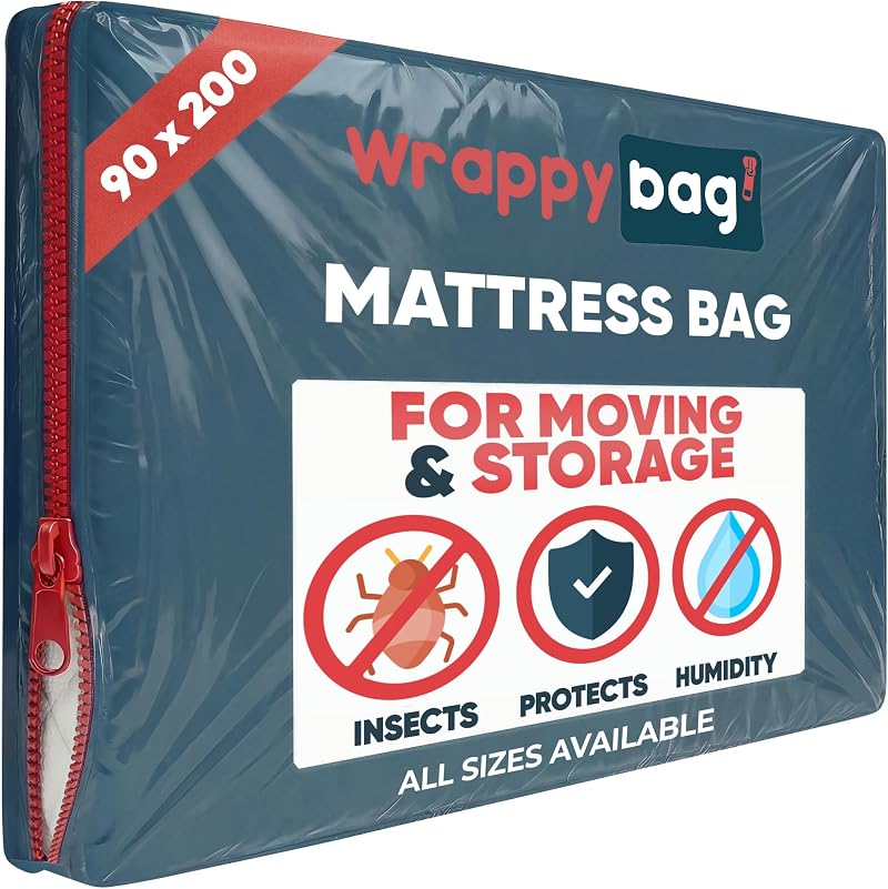 Wrappybag Opaque Plastic Mattress Storage Bag 90x200 cm Heavy-Duty