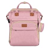 ZRSUN Baby Diaper Bag Backpack,Baby Shower Gifts, Multifunctional Travel Diaper Bag, Gifts for Mom with Portable Diaper Pad,Pink