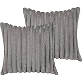 18x18 Throw Pillow Covers Set of 2, Decorative Faux Fur Covers for Bed, Couch Soft Fluffy Pillow Cover with Velvet Back for Living Room, Neutral Home Décor Accent for Sofa - Dark Gray