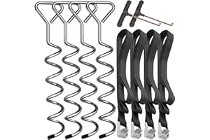 Hawsam 4Sets Heavy Duty Trampoline Anchor Ground Pegs Tie Down Kit - Galvanized Steel Rust-Proof Stakes Fit Trampolines Garde