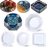 NiArt Epoxy Resin Silicone Molds Ashtray/Coaster 4 Shapes+9 Colors Glitter Powder Square/Round/Diamond DIY Casting Art Handcraft Agate Home Table Decor Holiday Ornament Storage Candle Holder Soap Dish