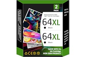 INKTRACK 64XL Black Ink Cartridge | High-yield for HP Ink 64 XL 64XL Black Ink Cartridge for HP Printers ENVY Photo 6220 6230 6252 6255 7120 7155 7158 7855 7858 | Tango Tango X Tango Terra (2 Black) | N9J92AN