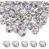 MECCANIXITY 100 Pcs 4mm Rhinestone Beads for Jewelry Making, Bling Disco Bead Sparkle Diamond Clay Bead for Necklace Bracelet Christmas, White AB Color